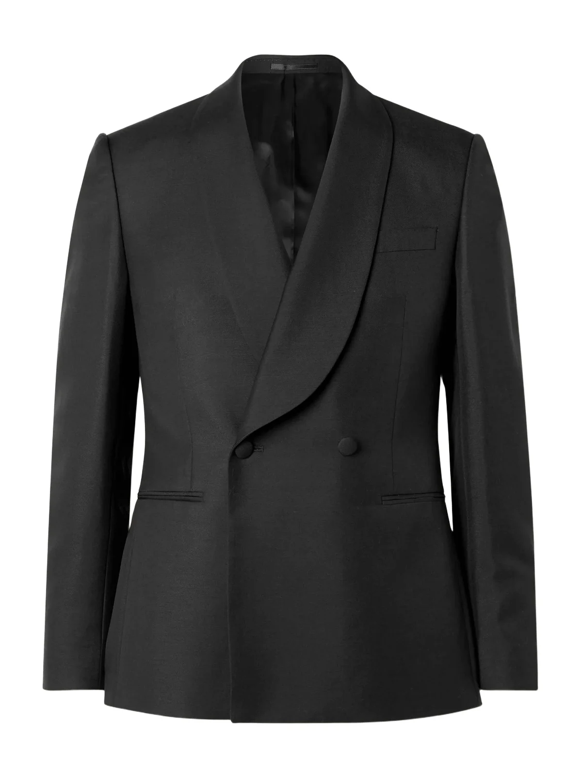 Slim-Fit Double-Breasted Shawl-Collar Wool, Mohair and Silk-Blend Tuxedo Jacket - Men Slim-Fit Double-Breasted Shawl-Collar Wool, Mohair and Silk-Blend Tuxedo Jacket - Men
