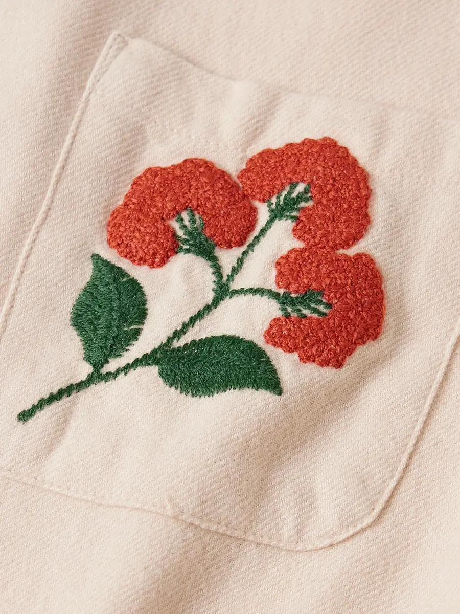 Portuguese Flannel Embroidered Organic Cotton-Flannel Shirt - Men | Thumbnail 4