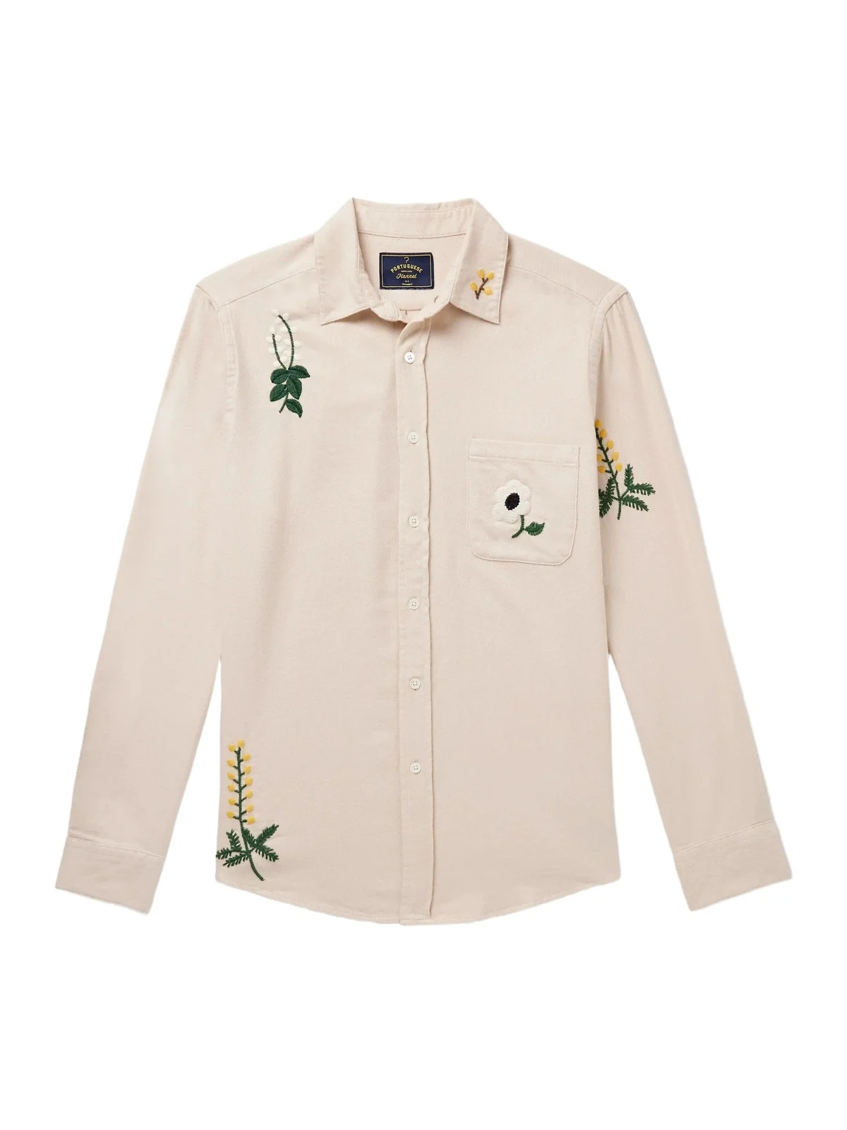 Portuguese Flannel Embroidered Organic Cotton-Flannel Shirt - Men