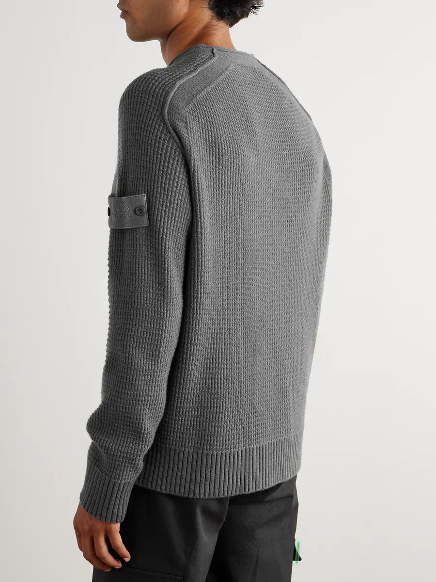 Stone Island GHOST Waffle-Knit Virgin Wool Sweater - Men | Thumbnail 4 Stone Island GHOST Waffle-Knit Virgin Wool Sweater - Men | Thumbnail 4