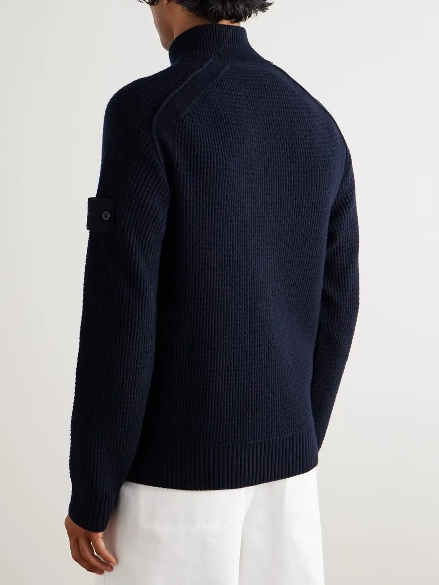 Stone Island GHOST Waffle-Knit Virgin Wool Zip-Up Cardigan - Men | Thumbnail 3 Stone Island GHOST Waffle-Knit Virgin Wool Zip-Up Cardigan - Men | Thumbnail 3