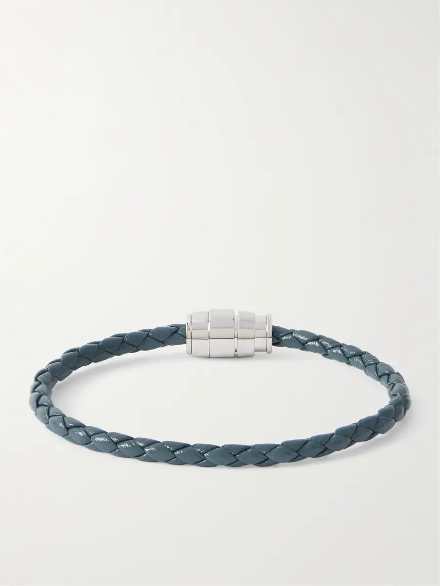 Montblanc Meisterstück 3-Ring Stainless Steel and Woven Leather Bracelet - Men | Thumbnail 3