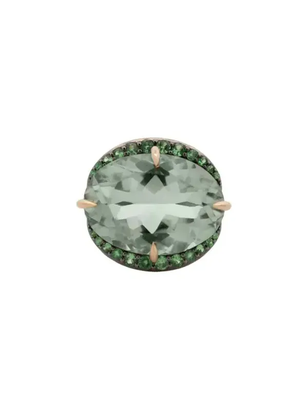 13.15ct Green Amethyst Tsavorita 18K Gold Ring