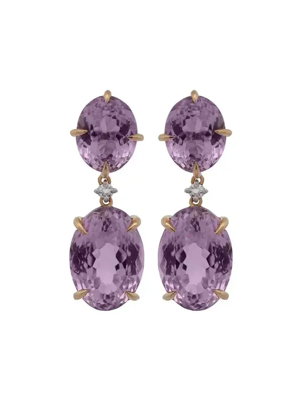 22.13cts Kunzite Diamond 18K Gold Earring 22.13cts Kunzite Diamond 18K Gold Earring