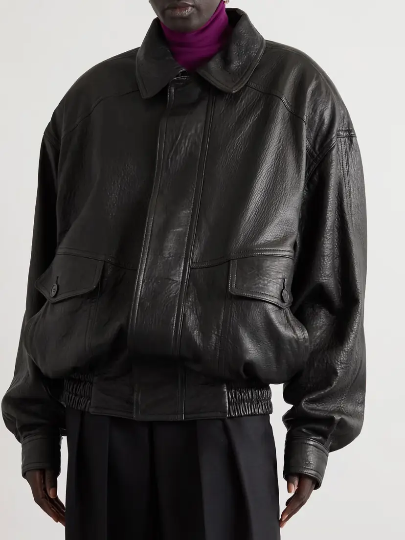 Saint Laurent Textured-leather Bomber Jacket | Thumbnail 3 Saint Laurent Textured-leather Bomber Jacket | Thumbnail 3