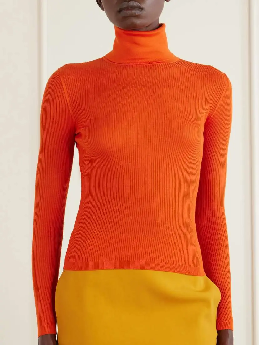Saint Laurent Ribbed Wool, Cashmere And Silk-blend Turtleneck Sweater | Thumbnail 3