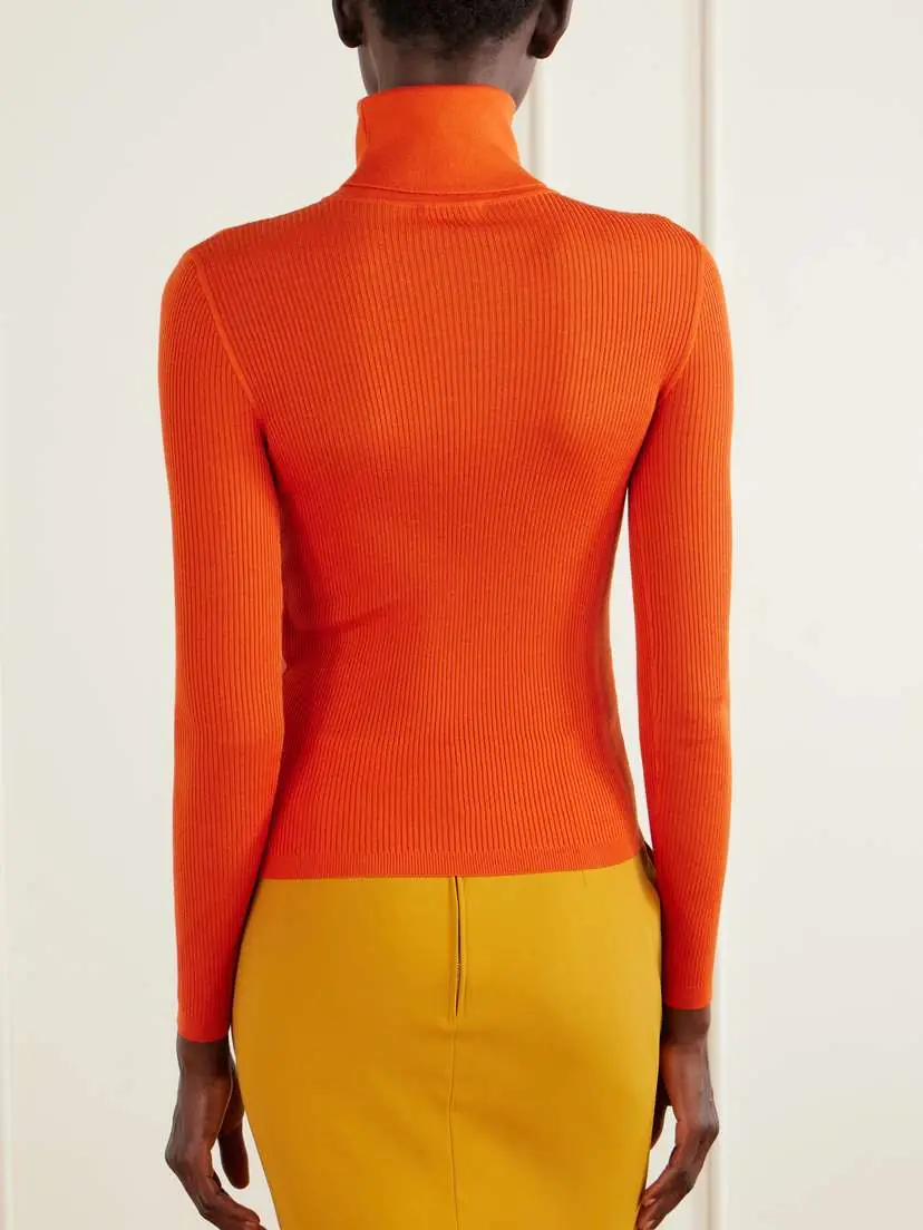 Saint Laurent Ribbed Wool, Cashmere And Silk-blend Turtleneck Sweater | Thumbnail 4