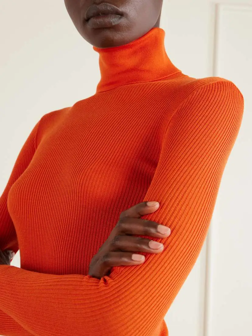 Saint Laurent Ribbed Wool, Cashmere And Silk-blend Turtleneck Sweater | Thumbnail 5