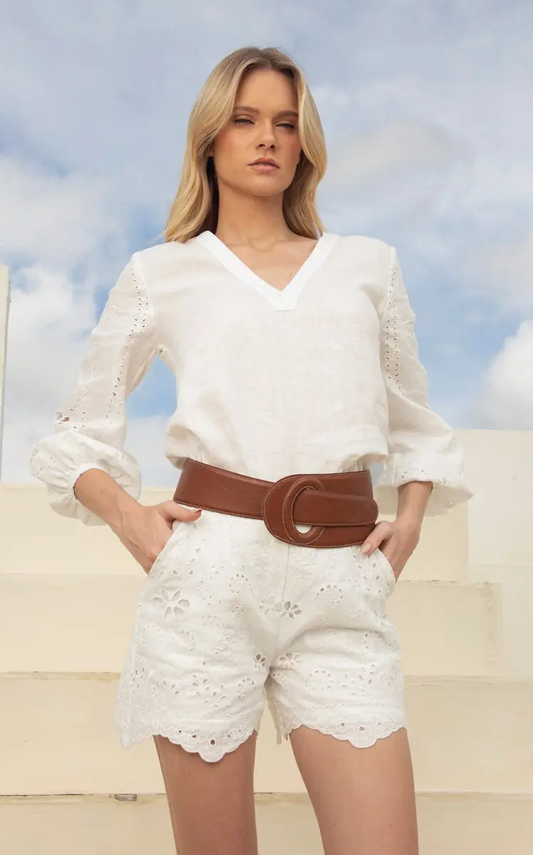 Andres Otalora Una Vista Eyelet Linen Top | Thumbnail 2