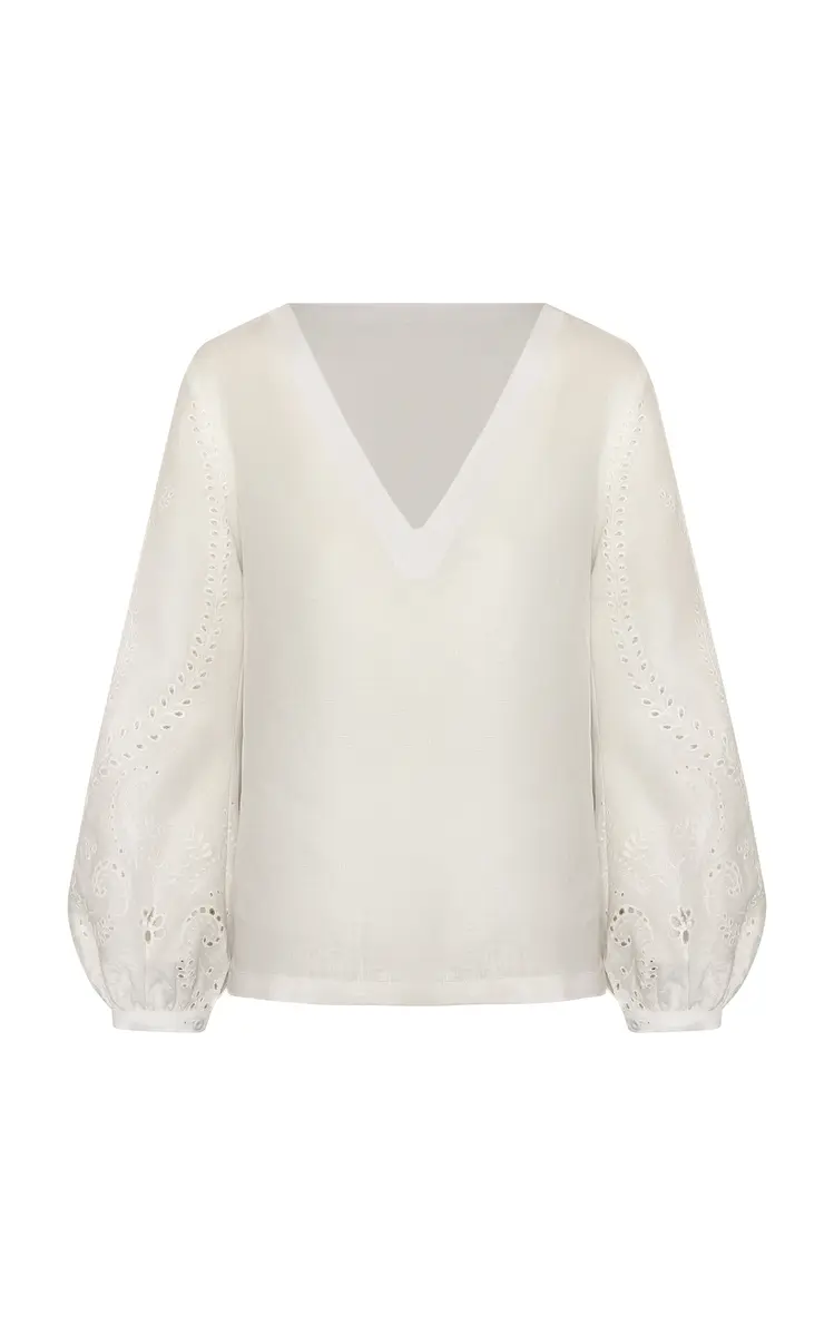Andres Otalora Una Vista Eyelet Linen Top | Thumbnail 4