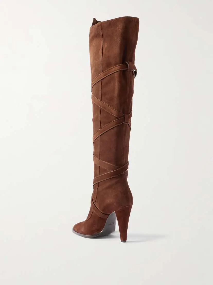 Saint Laurent Janis Embellished Over-the-knee Suede Boots | Thumbnail 3