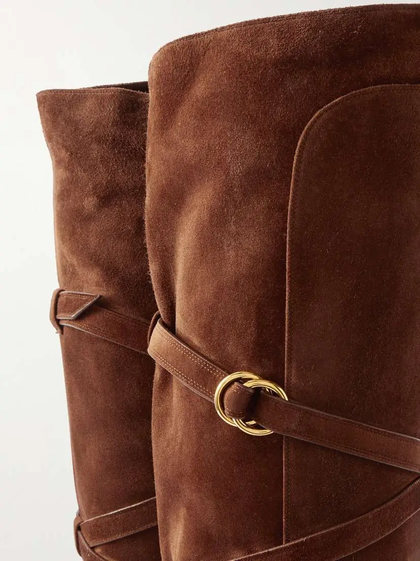 Saint Laurent Janis Embellished Over-the-knee Suede Boots | Thumbnail 4