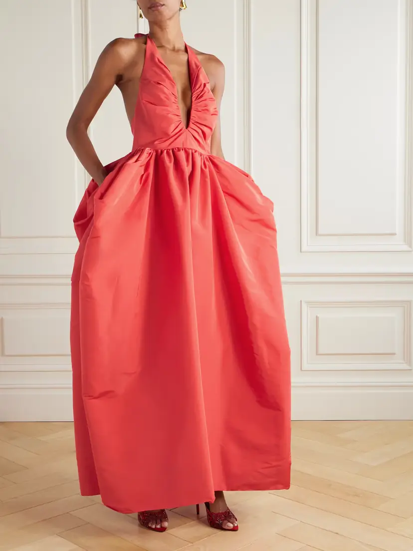 Christopher John Rogers Gathered Silk-faille Halterneck Gown | Thumbnail 2 Christopher John Rogers Gathered Silk-faille Halterneck Gown | Thumbnail 2