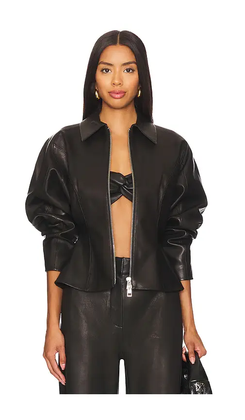 THE SEI Fitted Leather Jacket