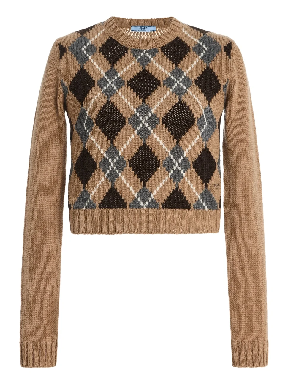 Cropped Argyle Cashmere Sweater Cropped Argyle Cashmere Sweater