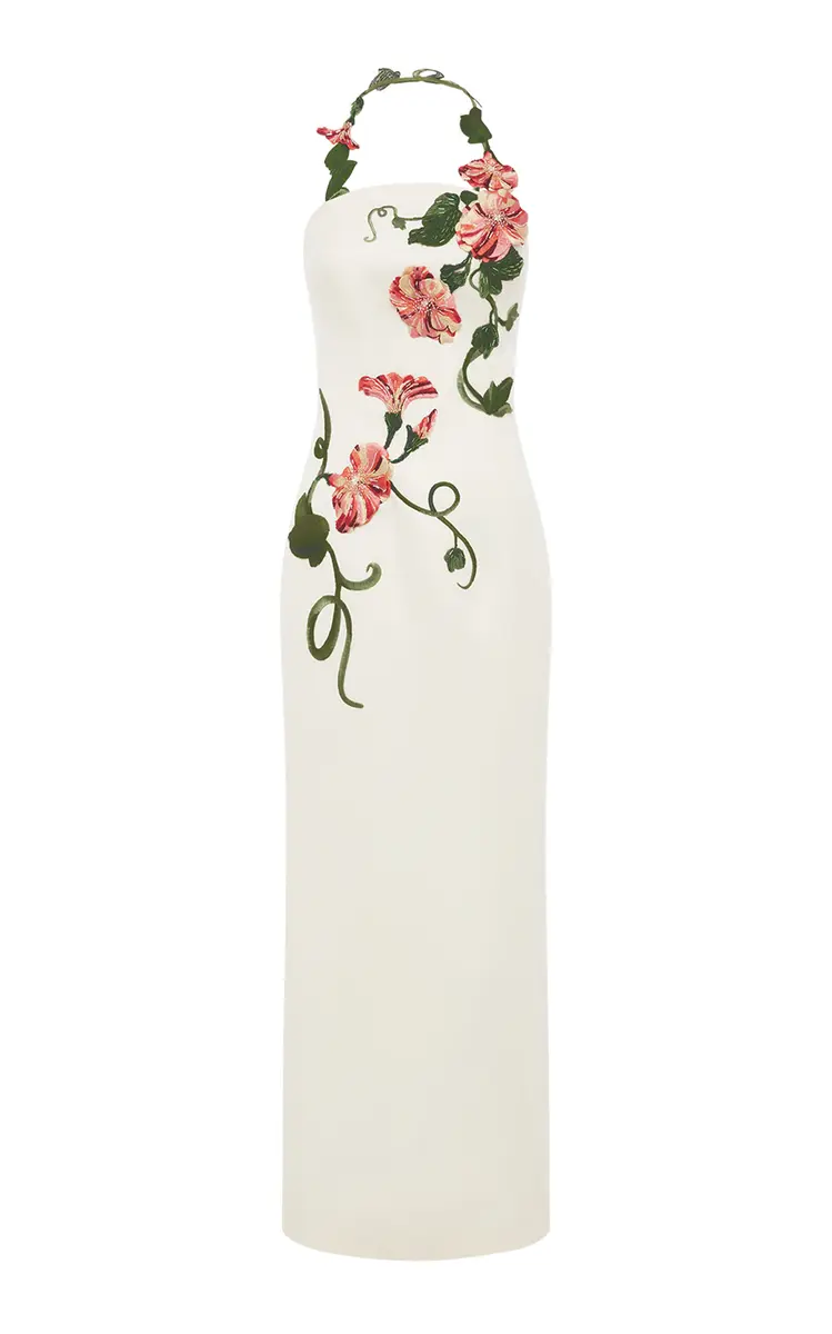 Leo Lin Ava Embroidered Crepe Maxi Dress | Image 1 Leo Lin Ava Embroidered Crepe Maxi Dress | Image 1
