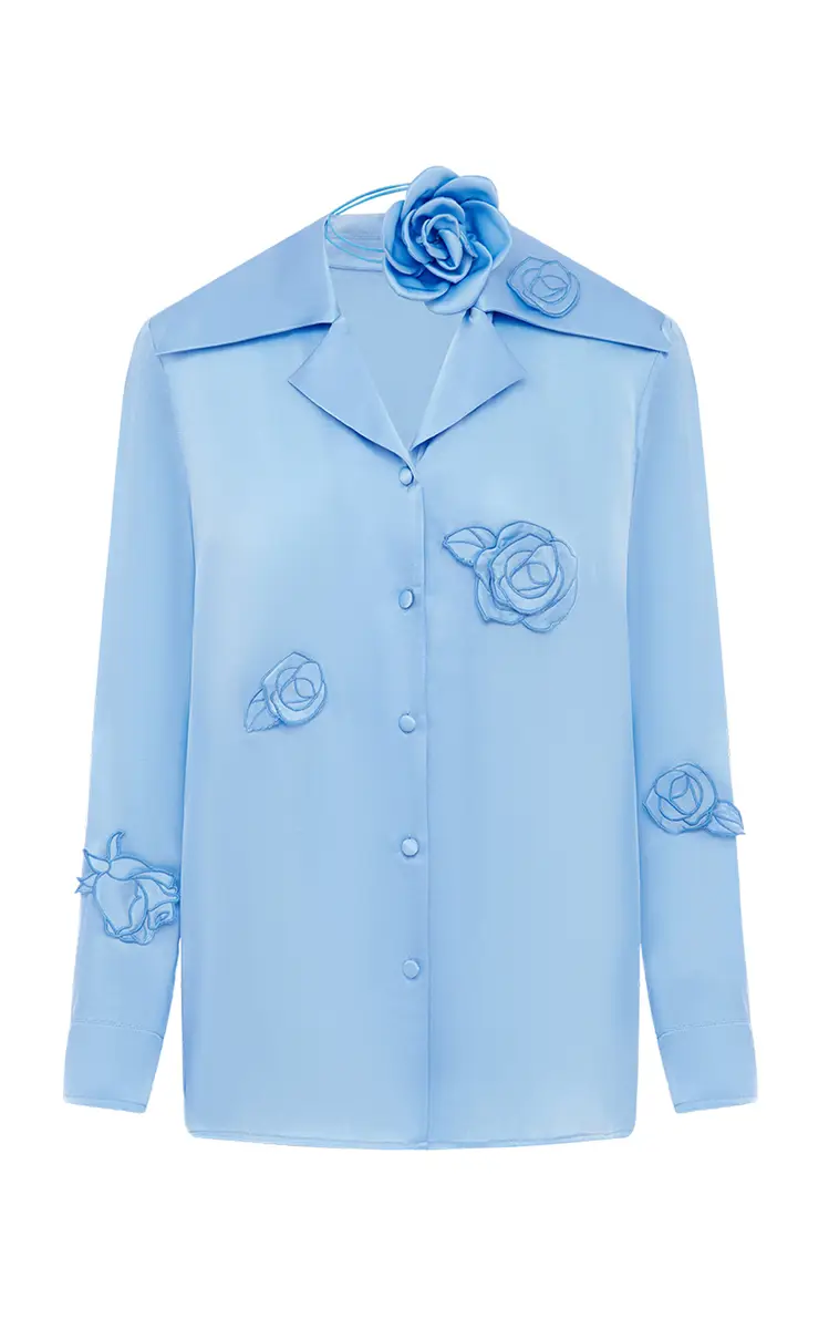 LEO LIN Kristina Appliquéd Silk-Blend Blouse | Thumbnail 12