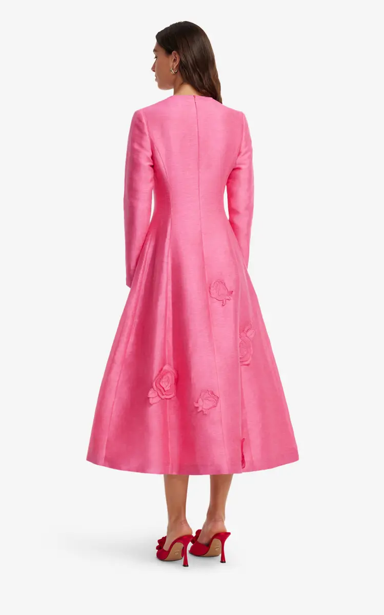 Leo Lin Amira Appliquéd Linen-Blend Midi Dress | Thumbnail 5