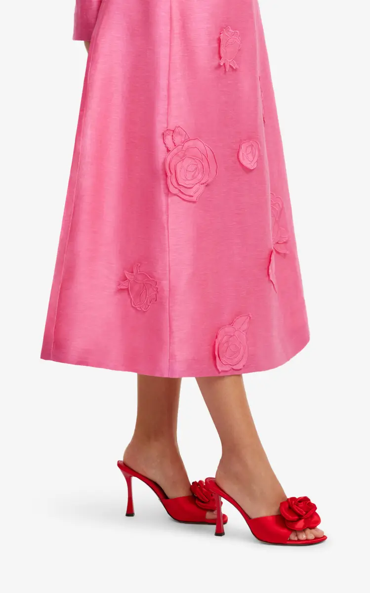 Leo Lin Amira Appliquéd Linen-Blend Midi Dress | Thumbnail 6