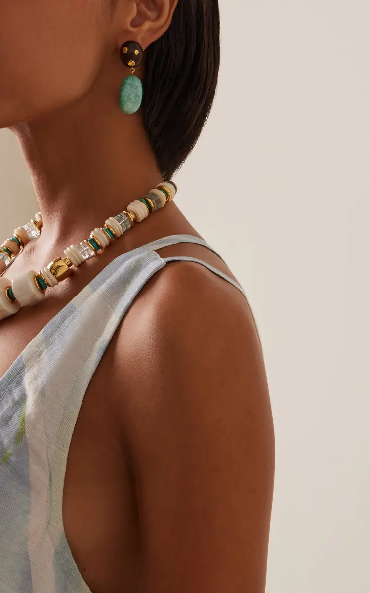 Lizzie Fortunato Nopales Gold-Plated Amazonite Earrings | Thumbnail 2 Lizzie Fortunato Nopales Gold-Plated Amazonite Earrings | Thumbnail 2
