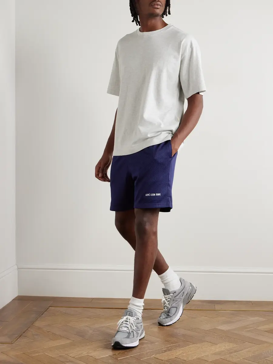 Aimé Leon Dore Straight-Leg Logo-Print Mesh Shorts - Men | Thumbnail 2