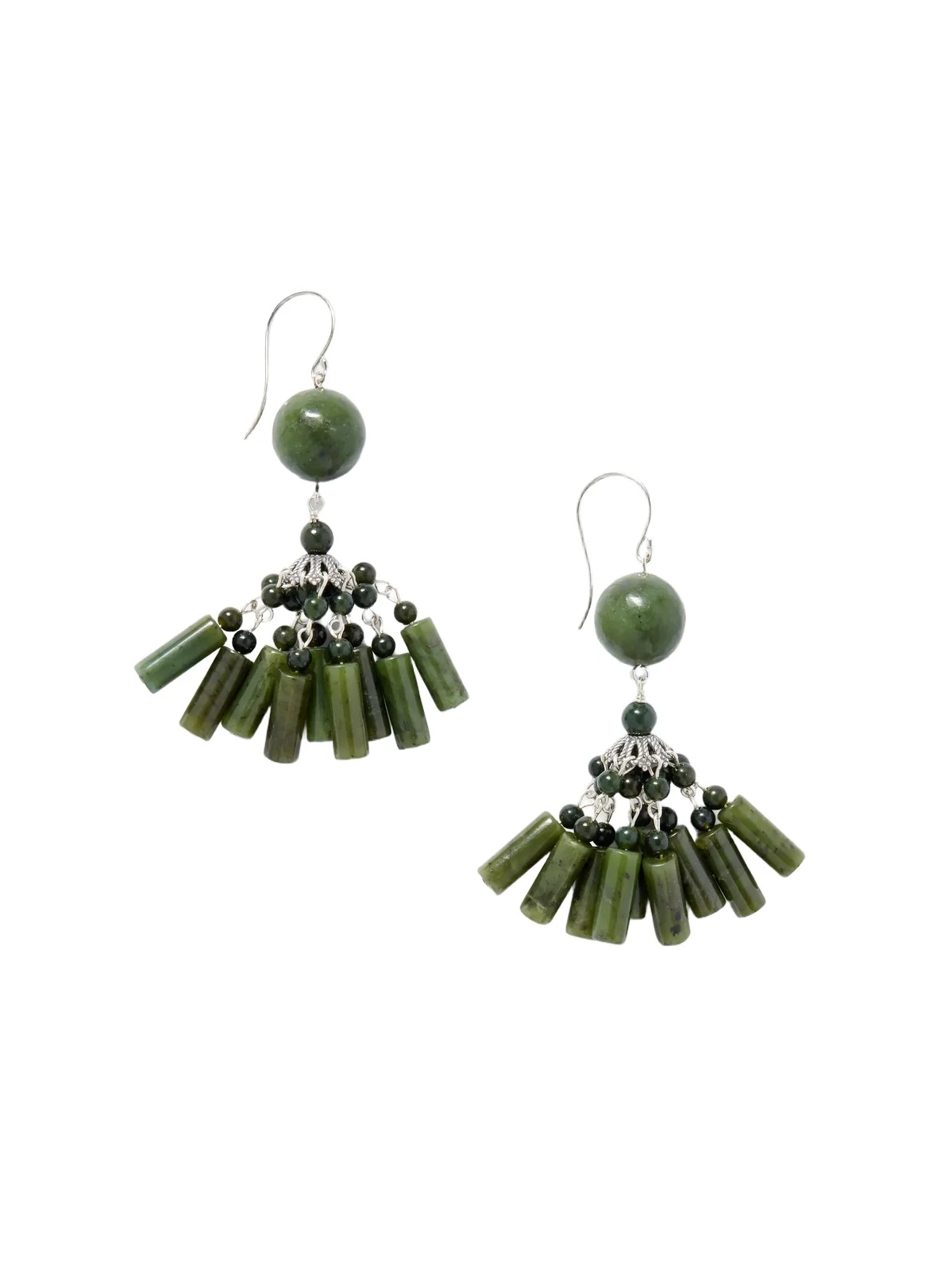 Flamenco Silver Jade Earrings