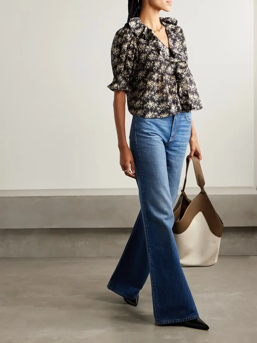 DÔEN Henri Ruffled Pintucked Floral-print Organic Cotton-voile Top | Thumbnail 2