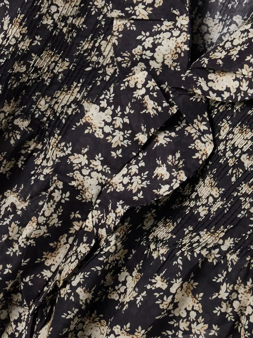 DÔEN Henri Ruffled Pintucked Floral-print Organic Cotton-voile Top | Thumbnail 4