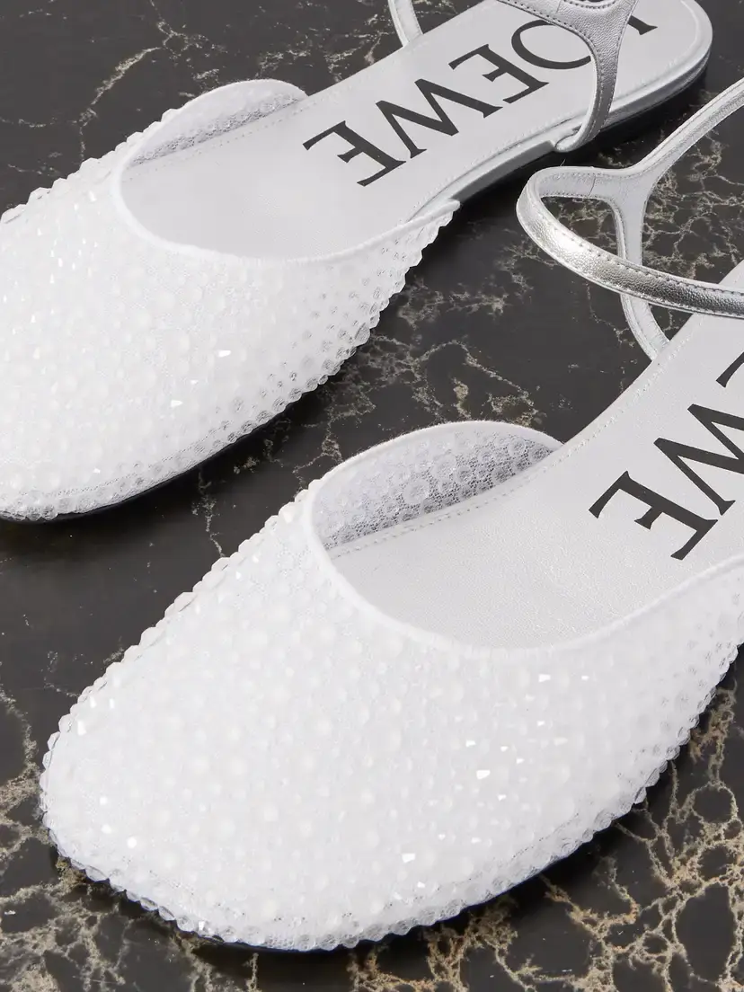 Loewe Crystal-embellished Leather And Mesh Ballet Flats | Thumbnail 4 Loewe Crystal-embellished Leather And Mesh Ballet Flats | Thumbnail 4