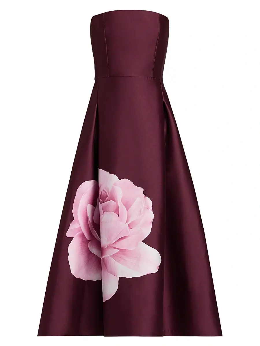 SACHIN BABI Women's Shay Strapless Tea-Length Dress - Bordeaux Esperance | Image 1 SACHIN BABI Women's Shay Strapless Tea-Length Dress - Bordeaux Esperance | Image 1