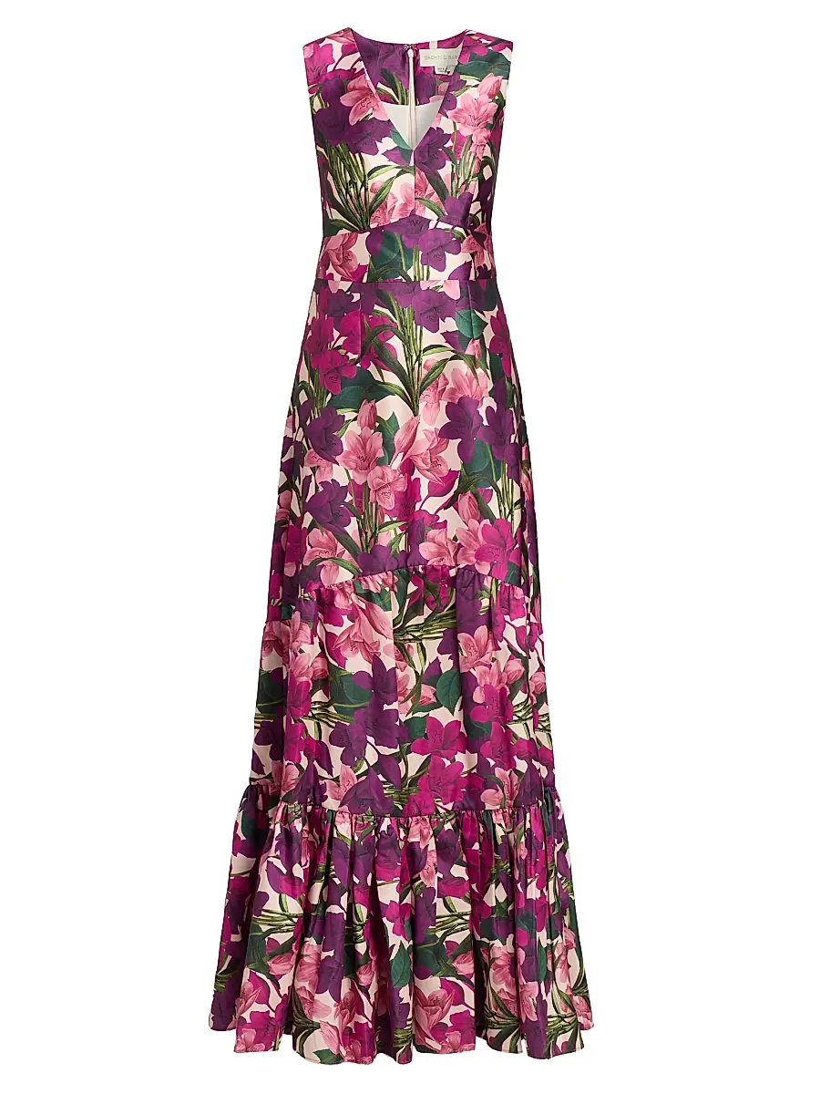 SACHIN BABI Women's Rori Floral Tiered Gown - Casa Blanca Lillies | Image 1 SACHIN BABI Women's Rori Floral Tiered Gown - Casa Blanca Lillies | Image 1