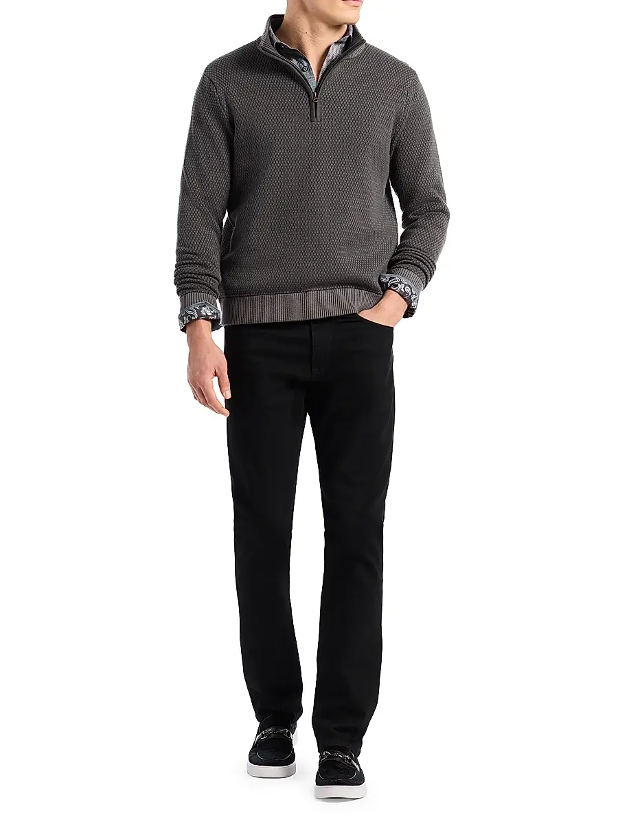 Robert Graham Men's Walton Cotton & Silk Zip Sweater | Thumbnail 2 Robert Graham Men's Walton Cotton & Silk Zip Sweater | Thumbnail 2