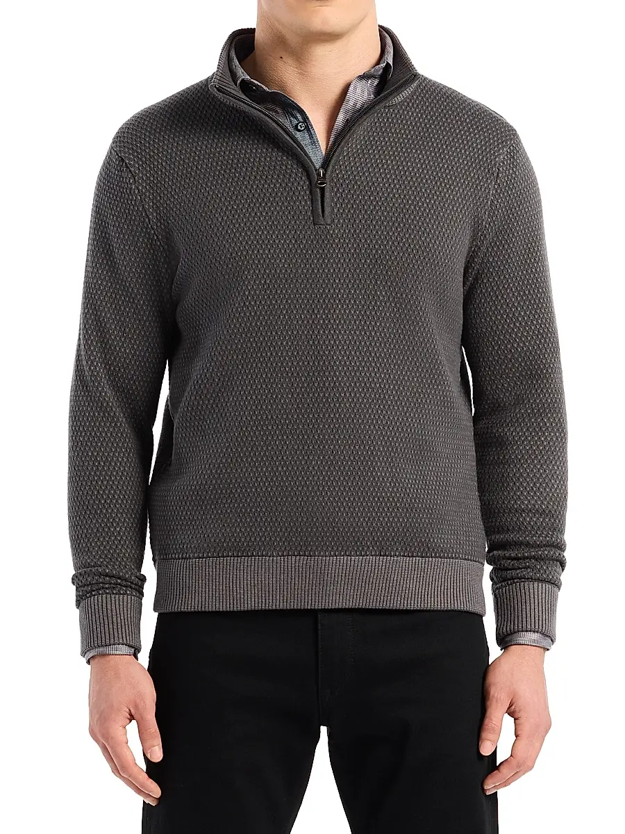 Robert Graham Men's Walton Cotton & Silk Zip Sweater | Thumbnail 3 Robert Graham Men's Walton Cotton & Silk Zip Sweater | Thumbnail 3