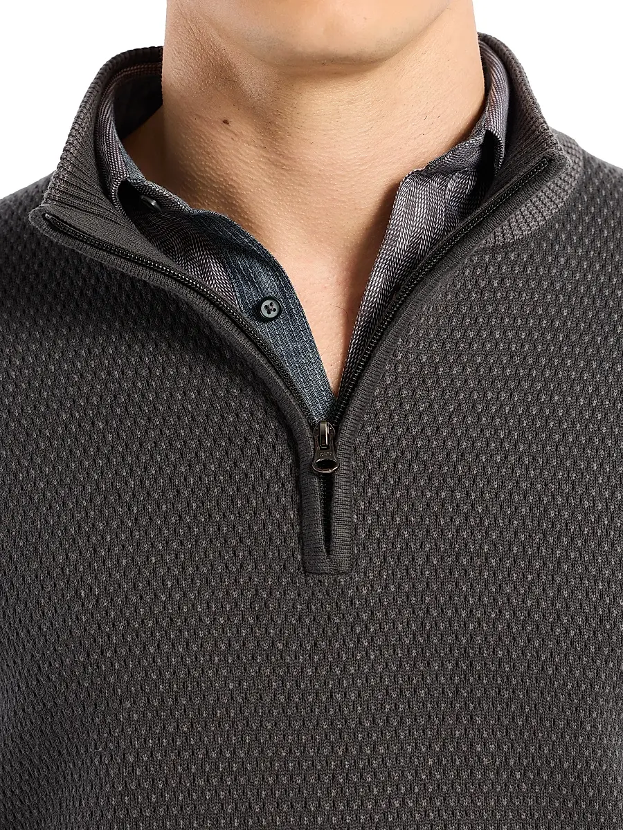 Robert Graham Men's Walton Cotton & Silk Zip Sweater | Thumbnail 6 Robert Graham Men's Walton Cotton & Silk Zip Sweater | Thumbnail 6