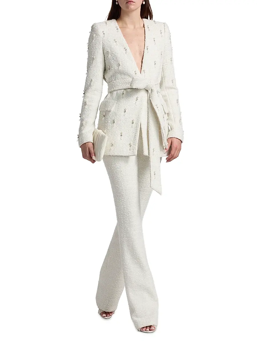 BADGLEY MISCHKA Women's Bouclé Tailored Flare Pants | Thumbnail 2 BADGLEY MISCHKA Women's Bouclé Tailored Flare Pants | Thumbnail 2