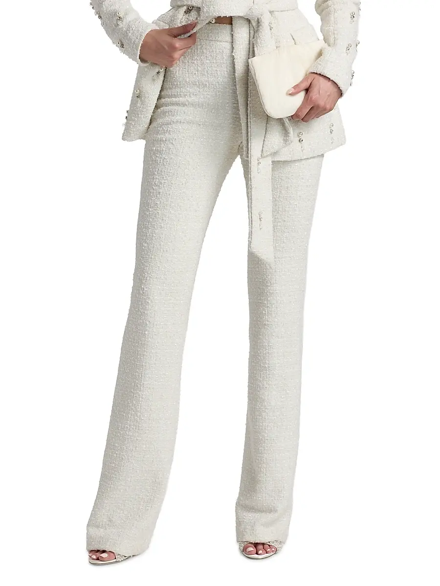 BADGLEY MISCHKA Women's Bouclé Tailored Flare Pants | Thumbnail 3 BADGLEY MISCHKA Women's Bouclé Tailored Flare Pants | Thumbnail 3