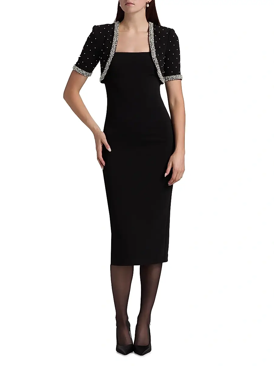 BADGLEY MISCHKA Women's Embellished Bolero Cocktail Dress | Thumbnail 3