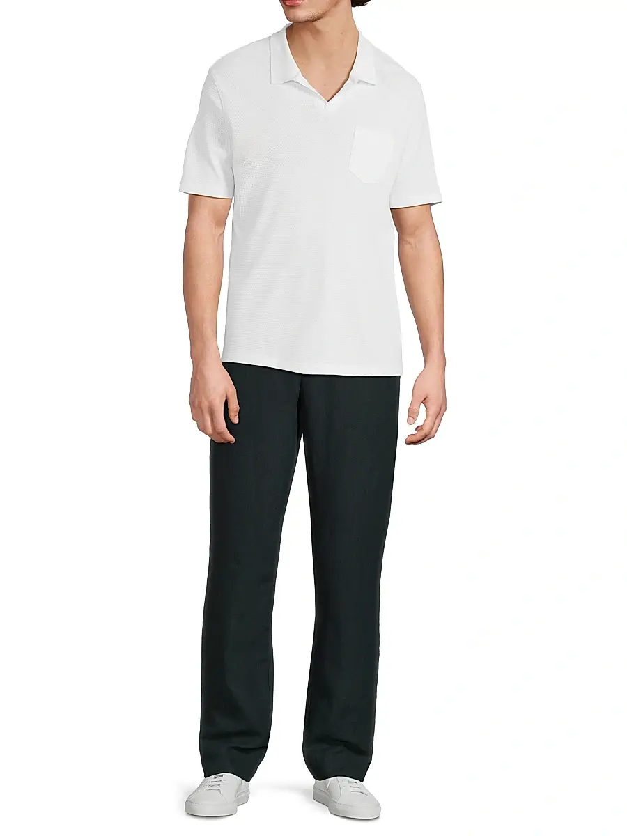 Vince Men's Birdseye Cotton Johnny Collar Shirt | Thumbnail 2 Vince Men's Birdseye Cotton Johnny Collar Shirt | Thumbnail 2
