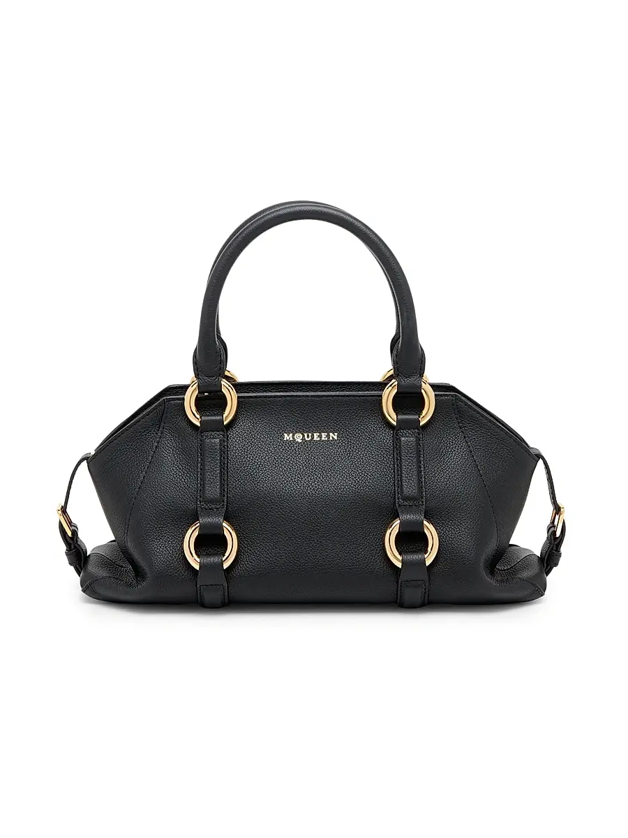 McQueen Women's Farringdon Leather Top Handle Bag - Black Gold | Image 1 McQueen Women's Farringdon Leather Top Handle Bag - Black Gold | Image 1