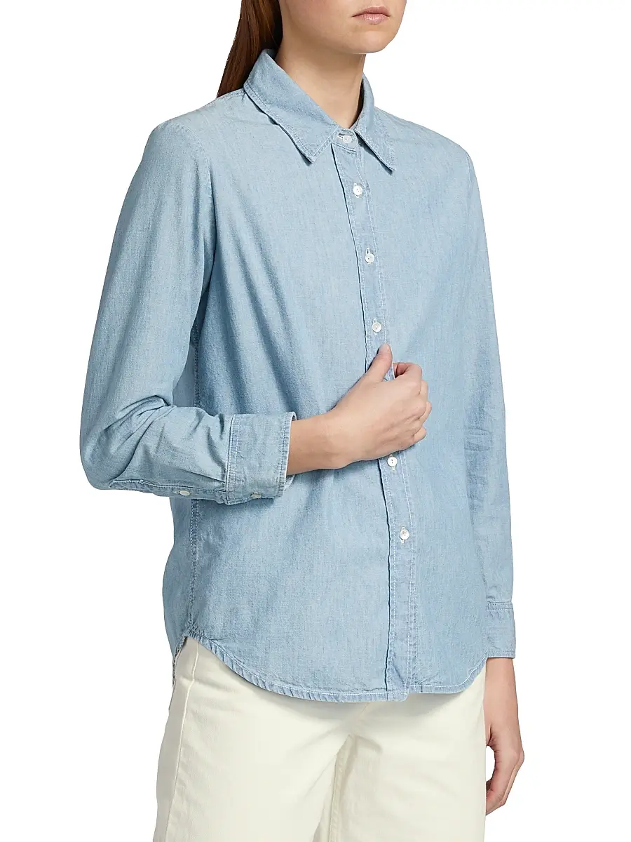 Nili Lotan Women's Monti Denim Button-Front Shirt | Thumbnail 4