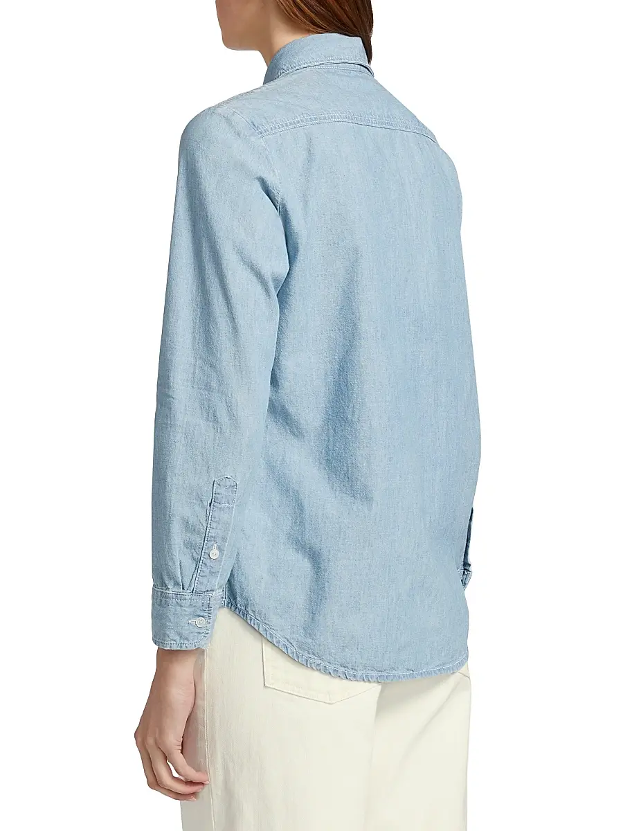 Nili Lotan Women's Monti Denim Button-Front Shirt | Thumbnail 5