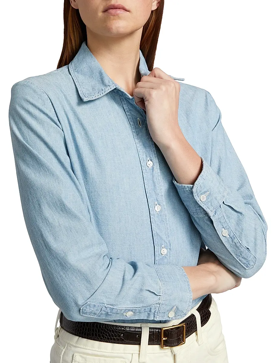 Nili Lotan Women's Monti Denim Button-Front Shirt | Thumbnail 6