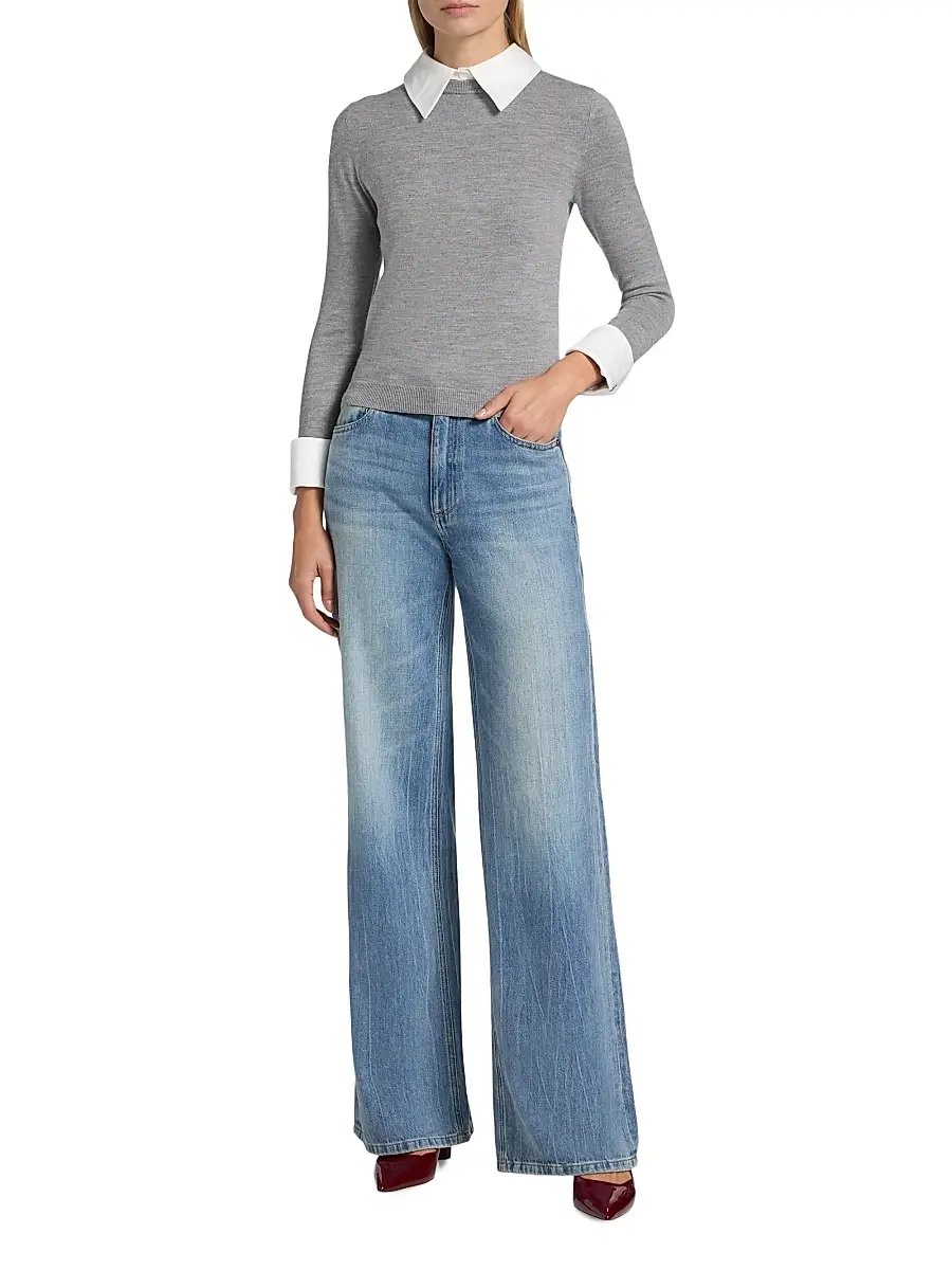 Alice + Olivia Women's Porla Collared Wool Sweater | Thumbnail 2 Alice + Olivia Women's Porla Collared Wool Sweater | Thumbnail 2