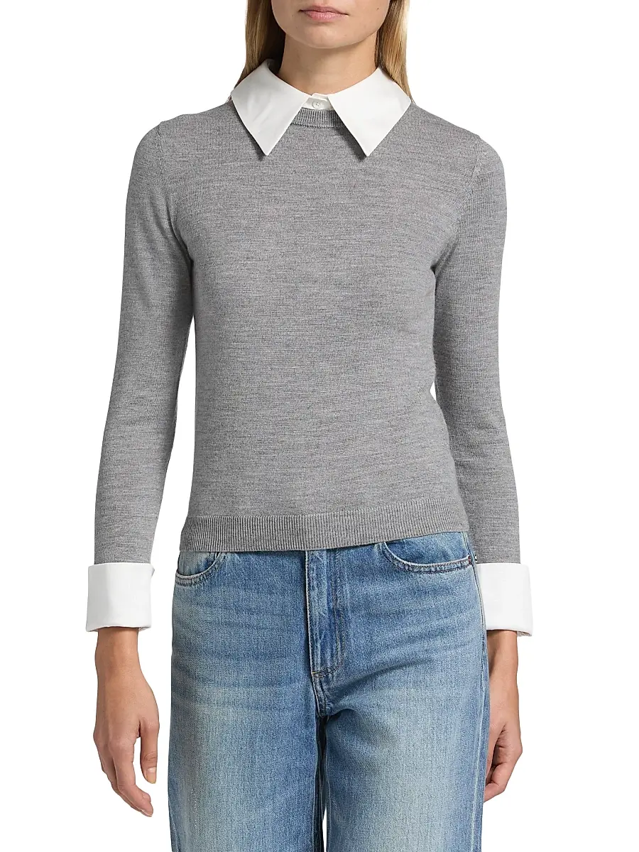 Alice + Olivia Women's Porla Collared Wool Sweater | Thumbnail 3 Alice + Olivia Women's Porla Collared Wool Sweater | Thumbnail 3