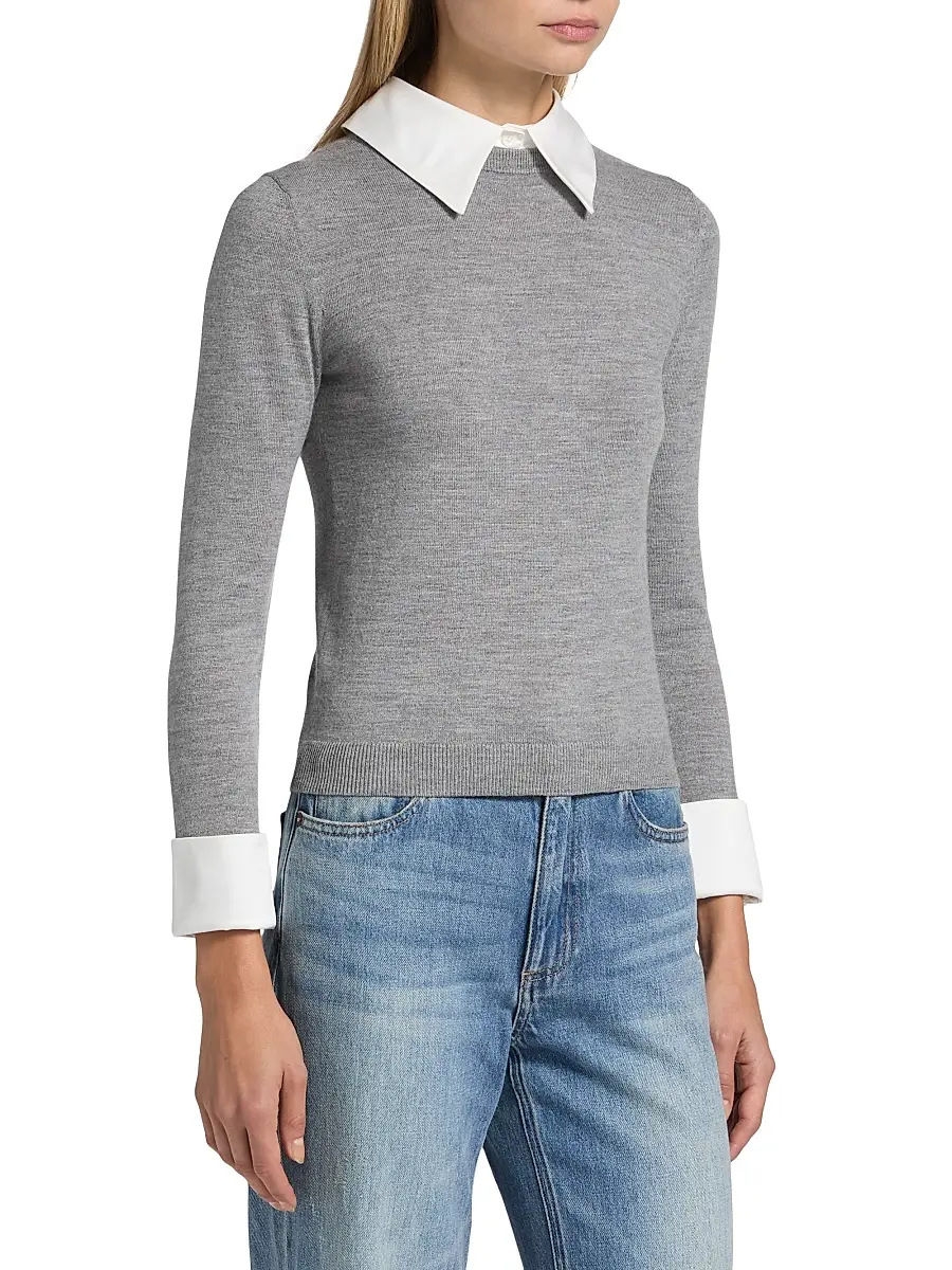 Alice + Olivia Women's Porla Collared Wool Sweater | Thumbnail 4 Alice + Olivia Women's Porla Collared Wool Sweater | Thumbnail 4