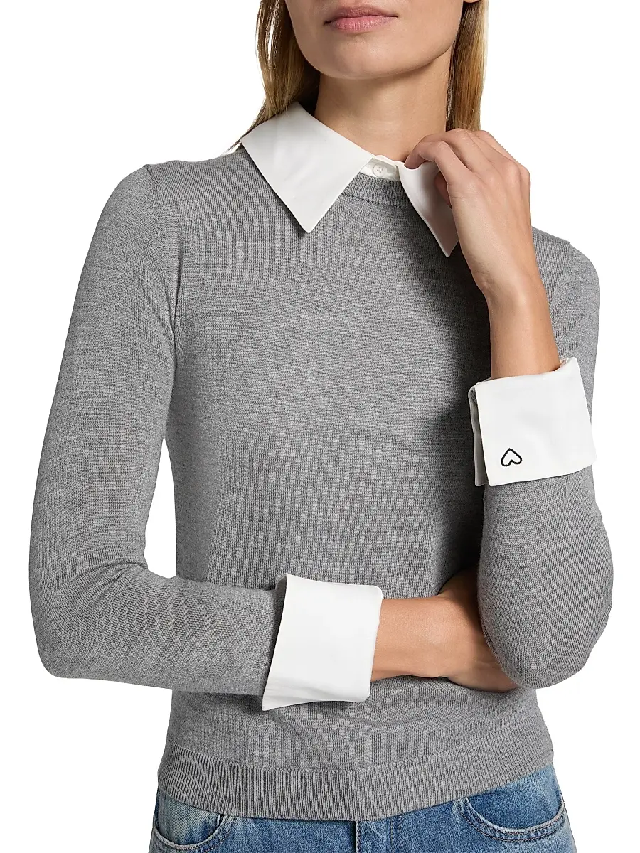 Alice + Olivia Women's Porla Collared Wool Sweater | Thumbnail 7 Alice + Olivia Women's Porla Collared Wool Sweater | Thumbnail 7