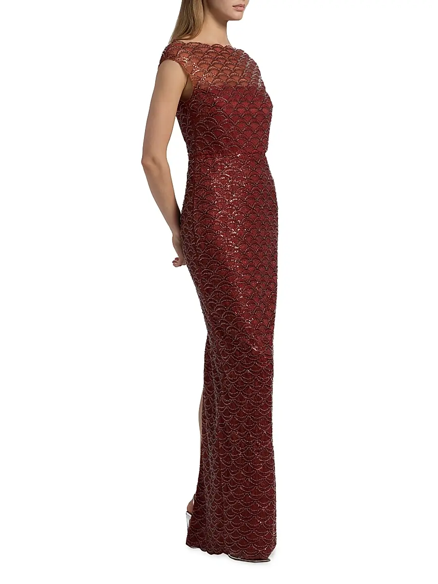 THEIA Women's Aura Beaded Column Gown | Thumbnail 4 THEIA Women's Aura Beaded Column Gown | Thumbnail 4