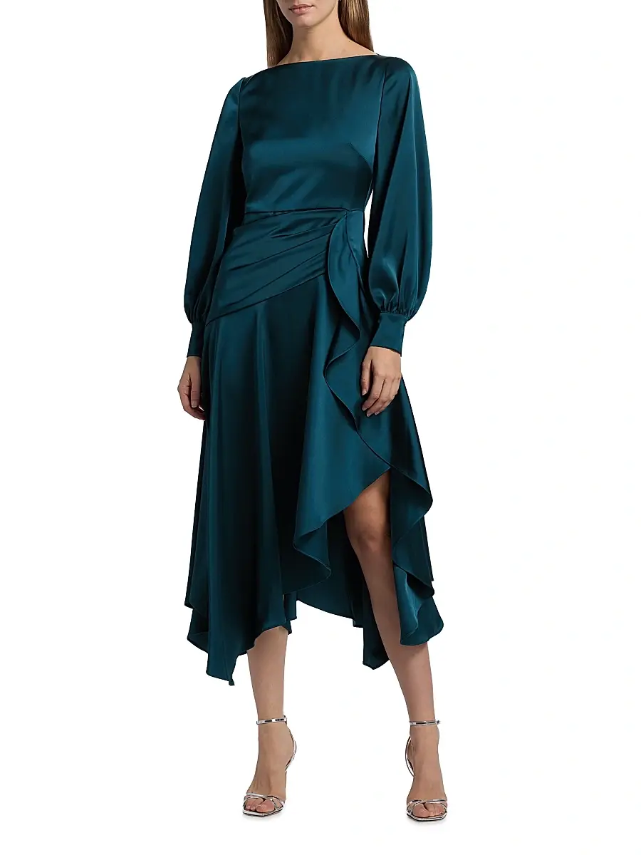 THEIA Women's Florence Asymmetric Handkerchief Midi-Dress | Thumbnail 2 THEIA Women's Florence Asymmetric Handkerchief Midi-Dress | Thumbnail 2
