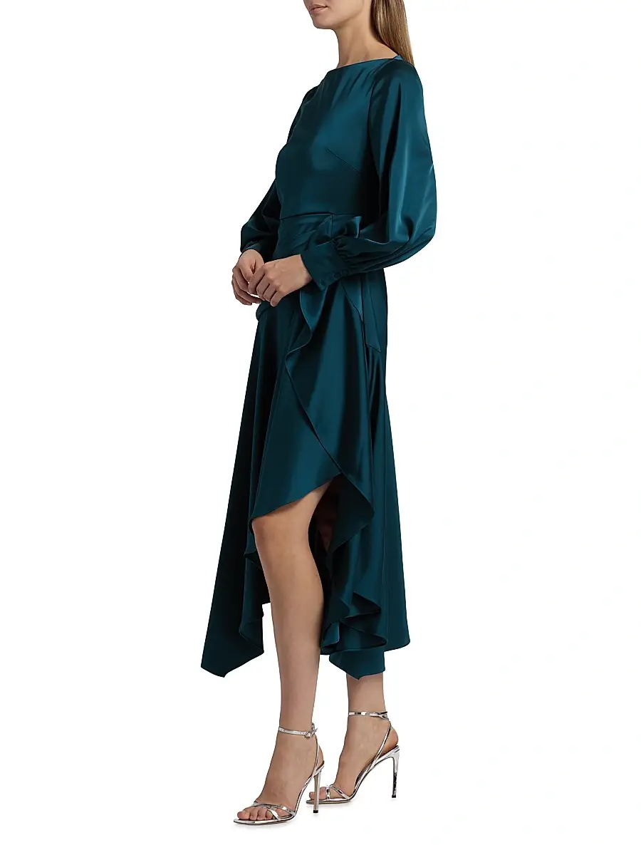 THEIA Women's Florence Asymmetric Handkerchief Midi-Dress | Thumbnail 4 THEIA Women's Florence Asymmetric Handkerchief Midi-Dress | Thumbnail 4