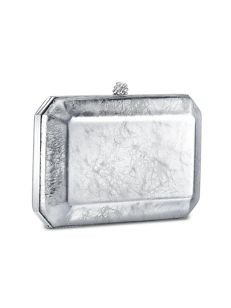 Tyler Ellis Women's Perry Clutch Antiqued Leather with Silver Hardware - Chrome | Thumbnail 2 Tyler Ellis Women's Perry Clutch Antiqued Leather with Silver Hardware - Chrome | Thumbnail 2